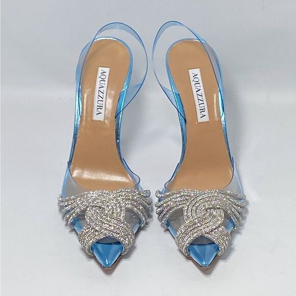 Aquazzura Gatsby Crystal-Embellished Slingback pumps size 38 - Picture 4 of 15